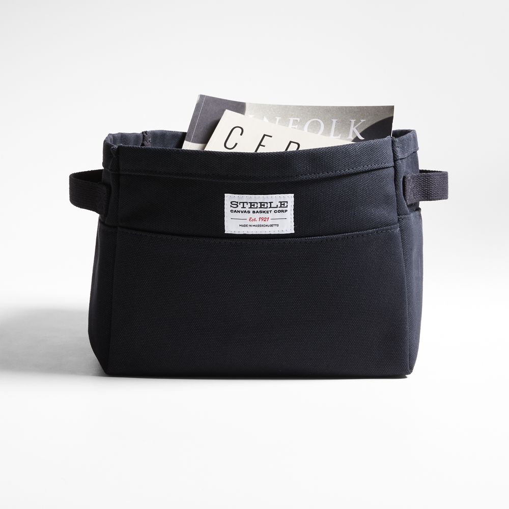 Steele Small Black Canvas Storage and Laundry Basket