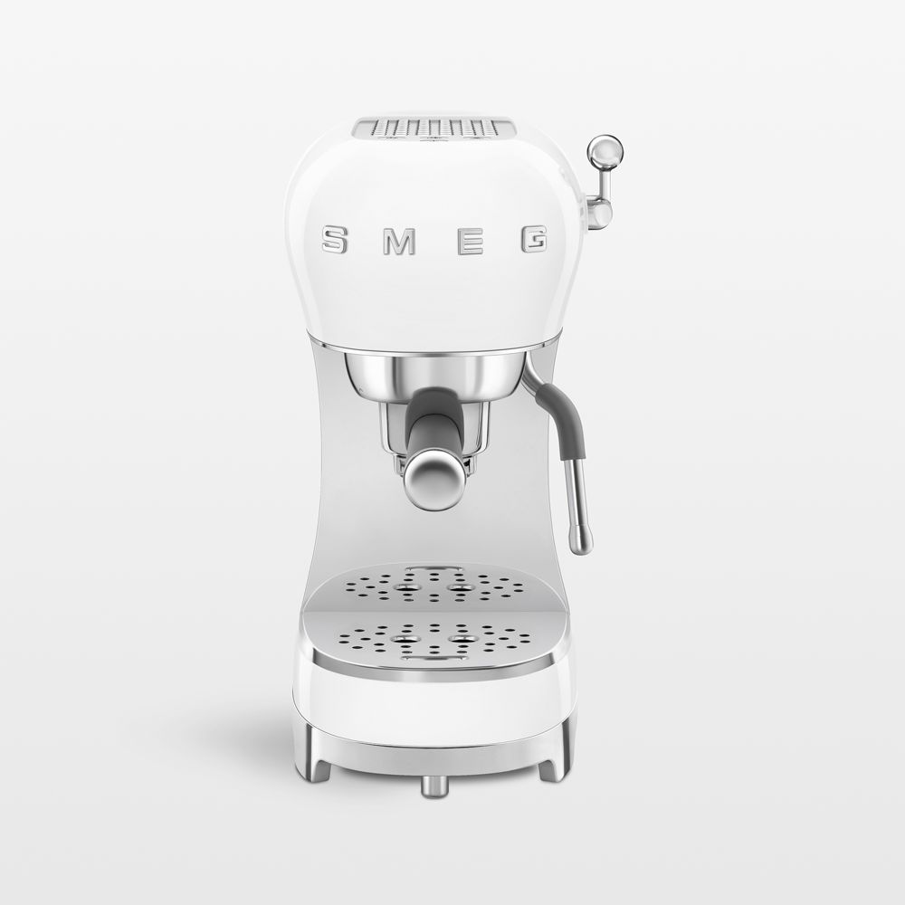 SMEG White Retro Manual Espresso Machine with Steam Wand