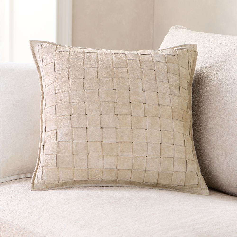 Hyde Woven Suede 20"x20" Cream Throw Pillow