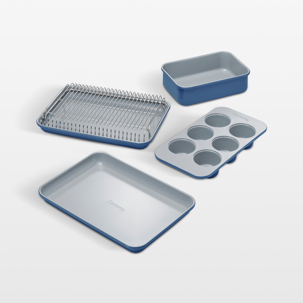 Caraway Slate Ceramic Nonstick 5-Piece Mini Bakeware Set with Storage Tray