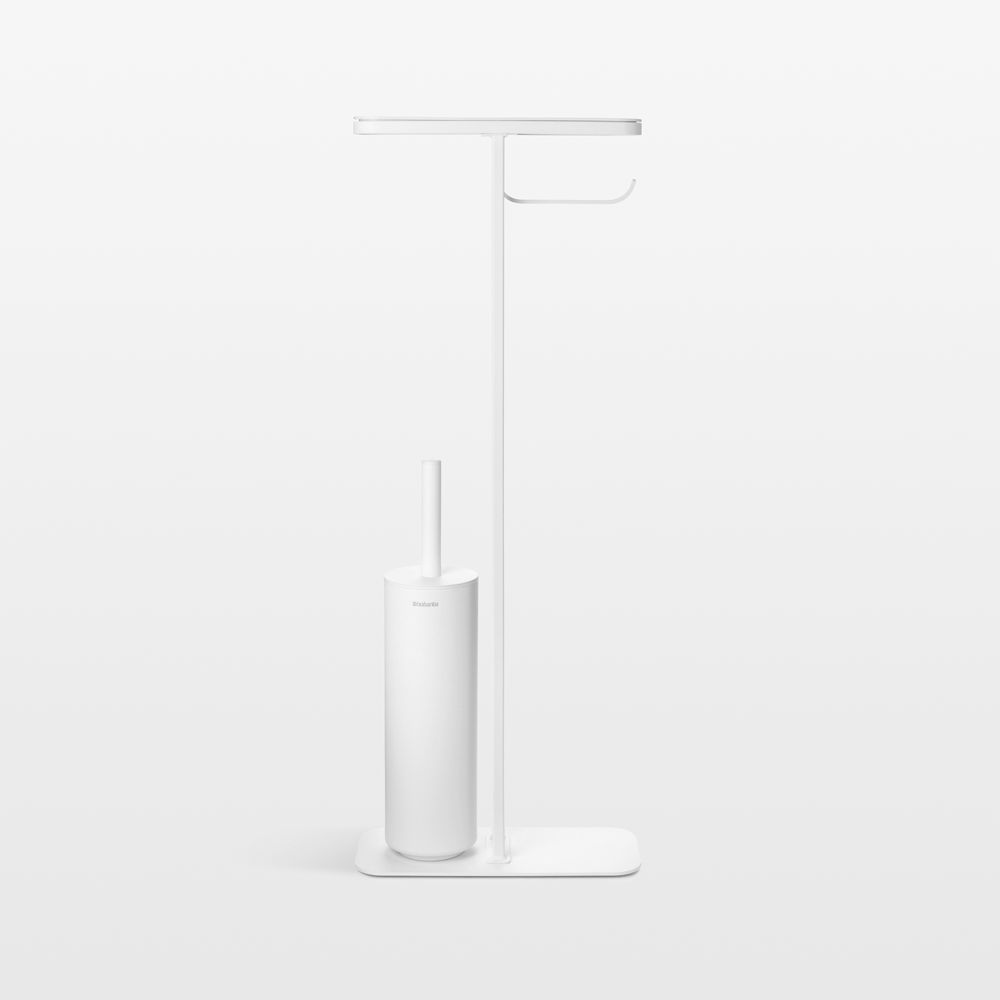 Brabantia Mindset White Metal Toilet Butler Toilet Paper Holder and Brush
