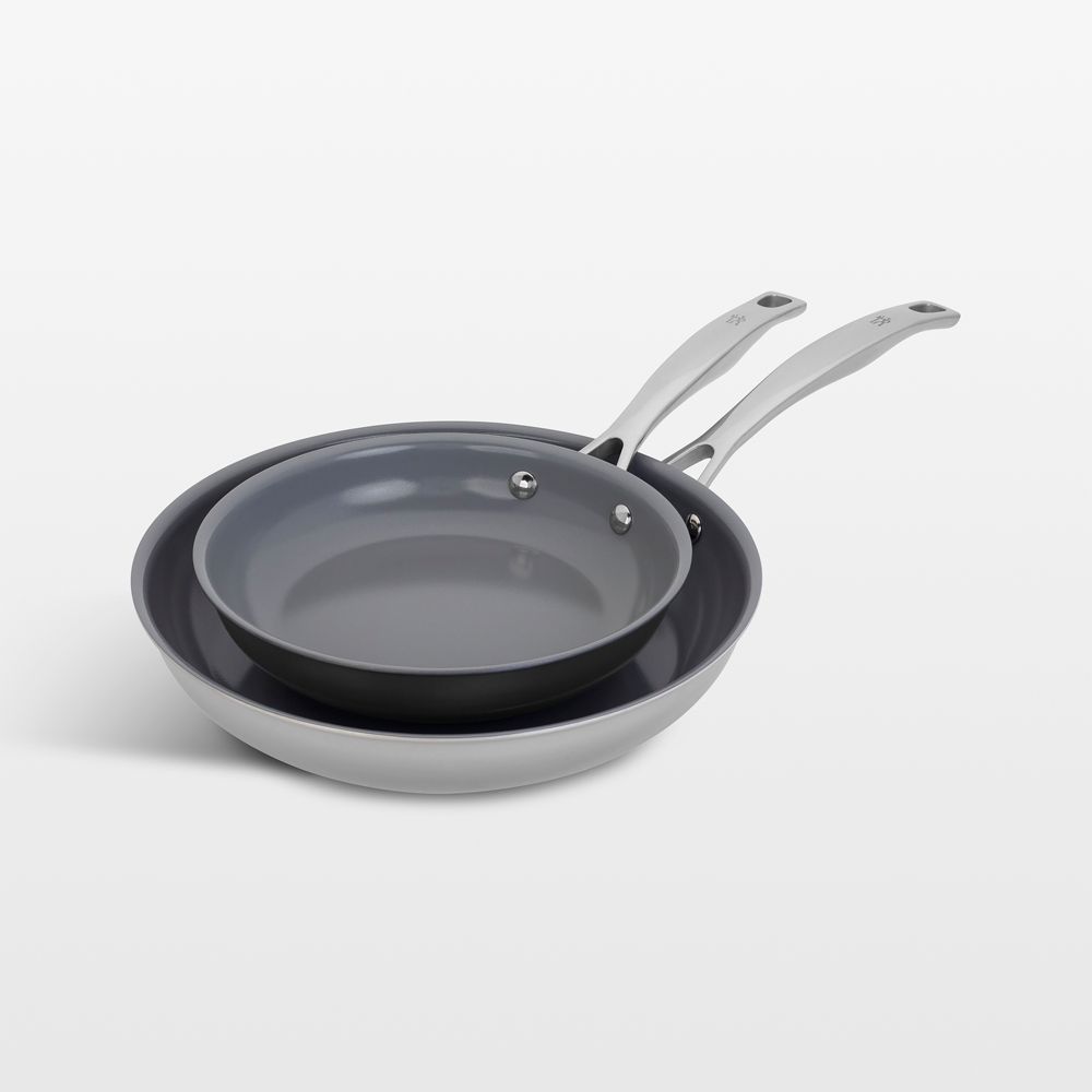 HENCKELS Clad H3 Stainless Steel Ceramic Nonstick 8" and 10" Fry Pan Set
