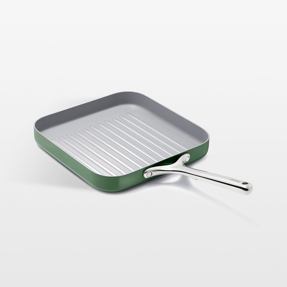 Caraway Sage Ceramic Nonstick Square Grill Pan