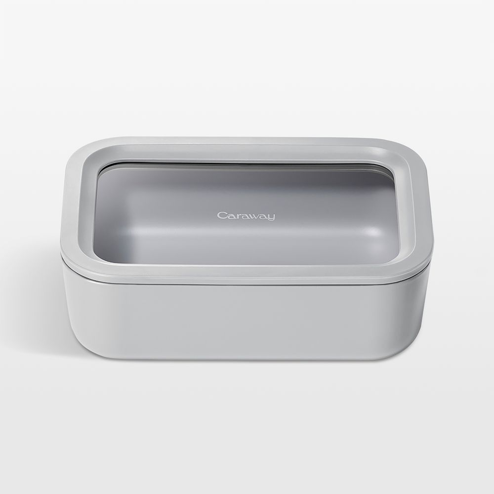 Caraway Grey 6.6-Cup Nonstick Glass Food Storage Container with Lid