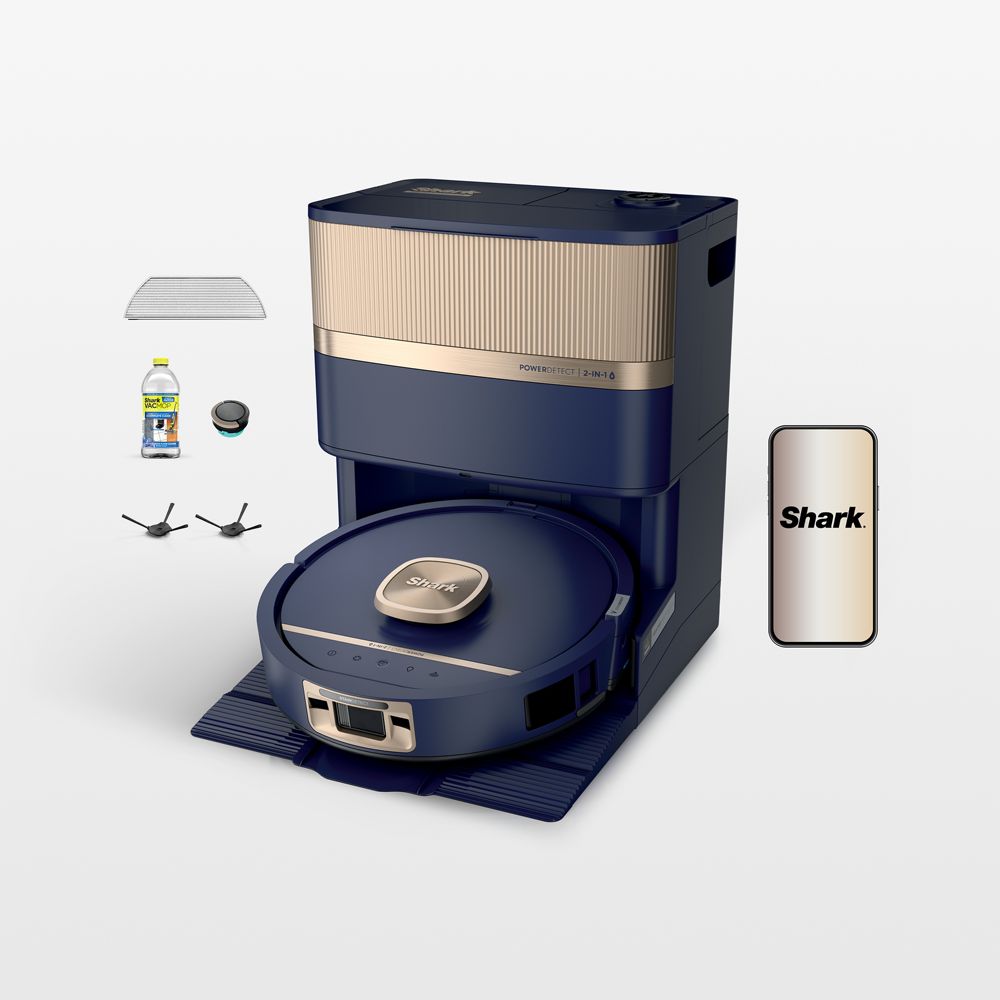 Shark Luxe PowerDetect 2-in-1 Robot Vacuum and Mop with NeverTouch Pro Base in Navy