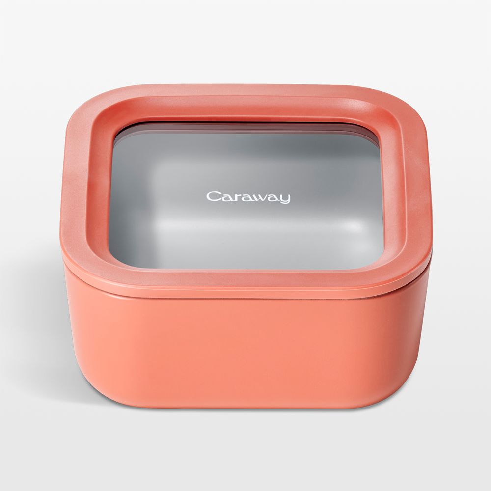 Caraway Perracotta 4.4-Cup Square Nonstick Glass Food Storage Container with Lid