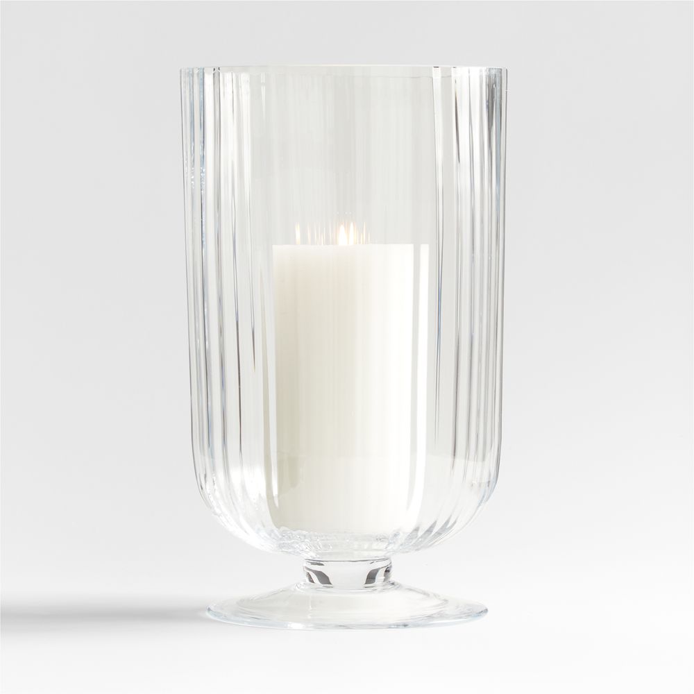 Venus Fluted Glass Hurricane Candle Holder 15"