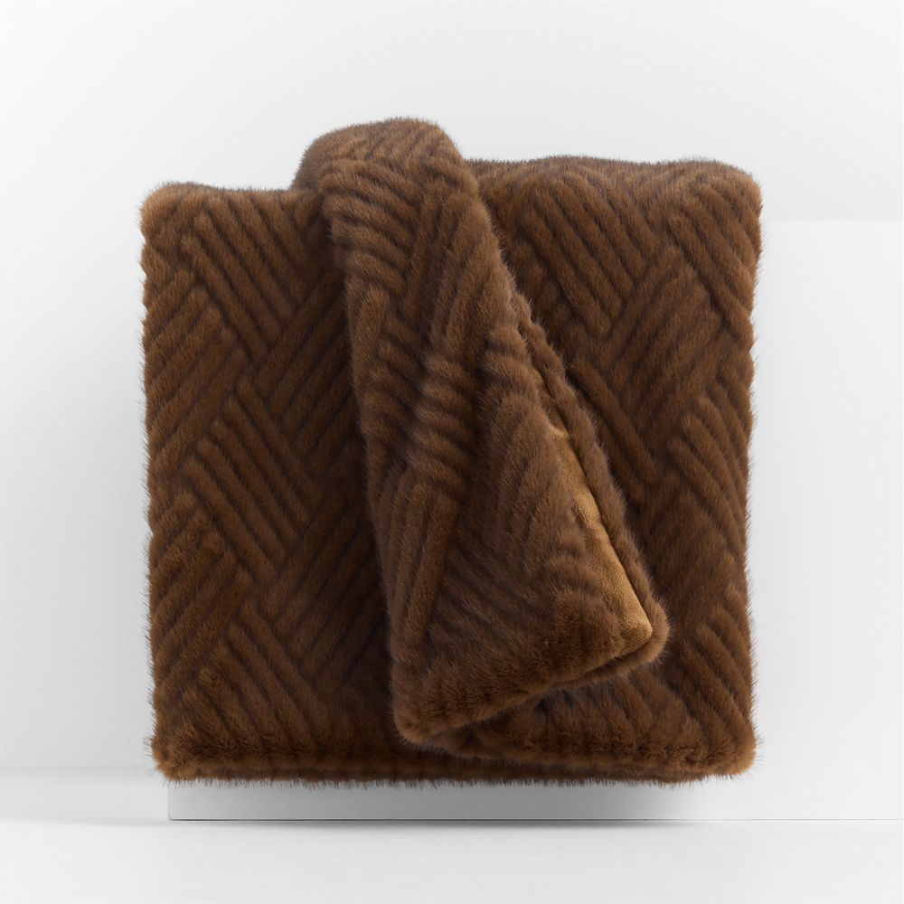 CiCi Faux Fur 70"x55" Chocolate Brown Throw Blanket by Laura Harrier and Tiffany Howell