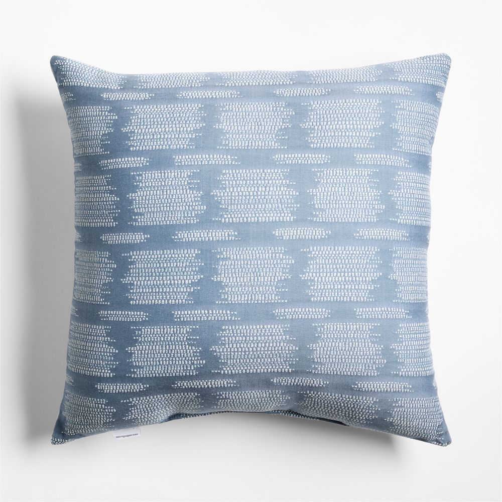 Sunbrella Woven Ikat 23"x23" Bunbury Blue Outdoor Throw Pillow