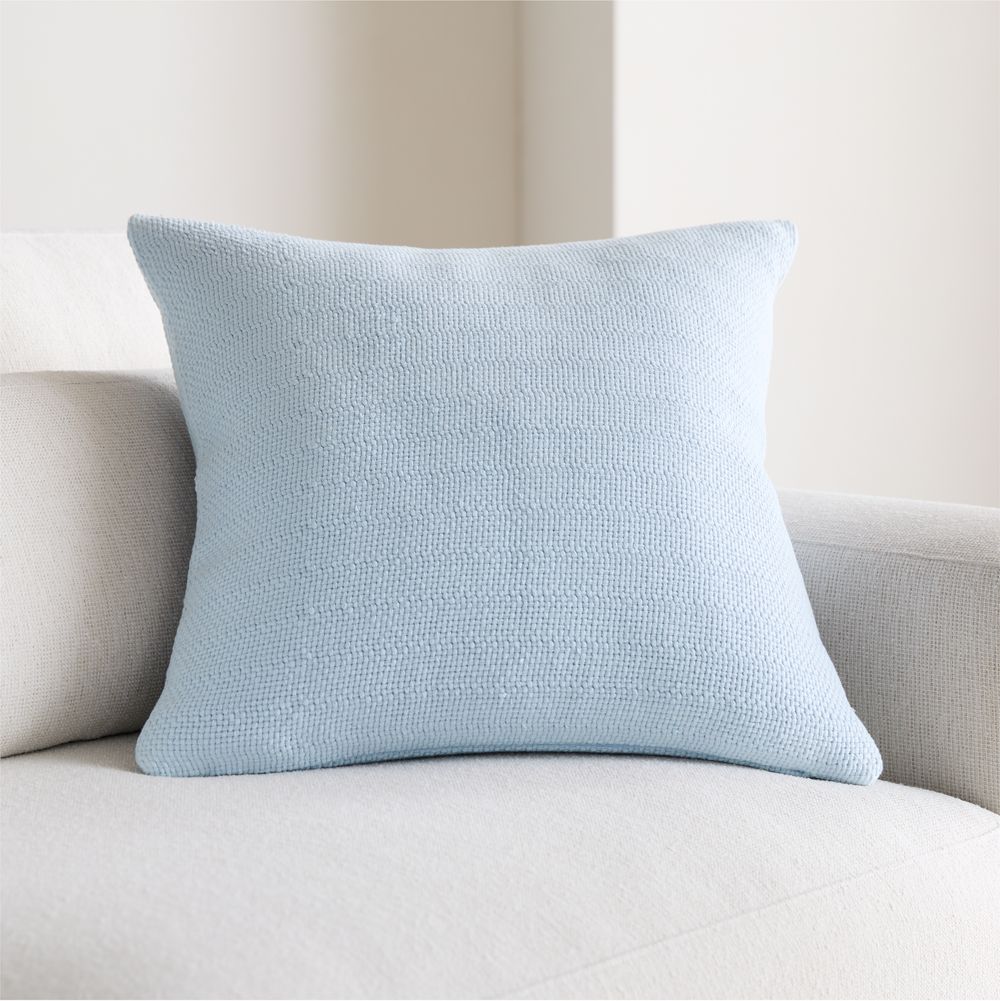 Organic Cotton Basketweave 20"x20" Pale Blue Throw Pillow