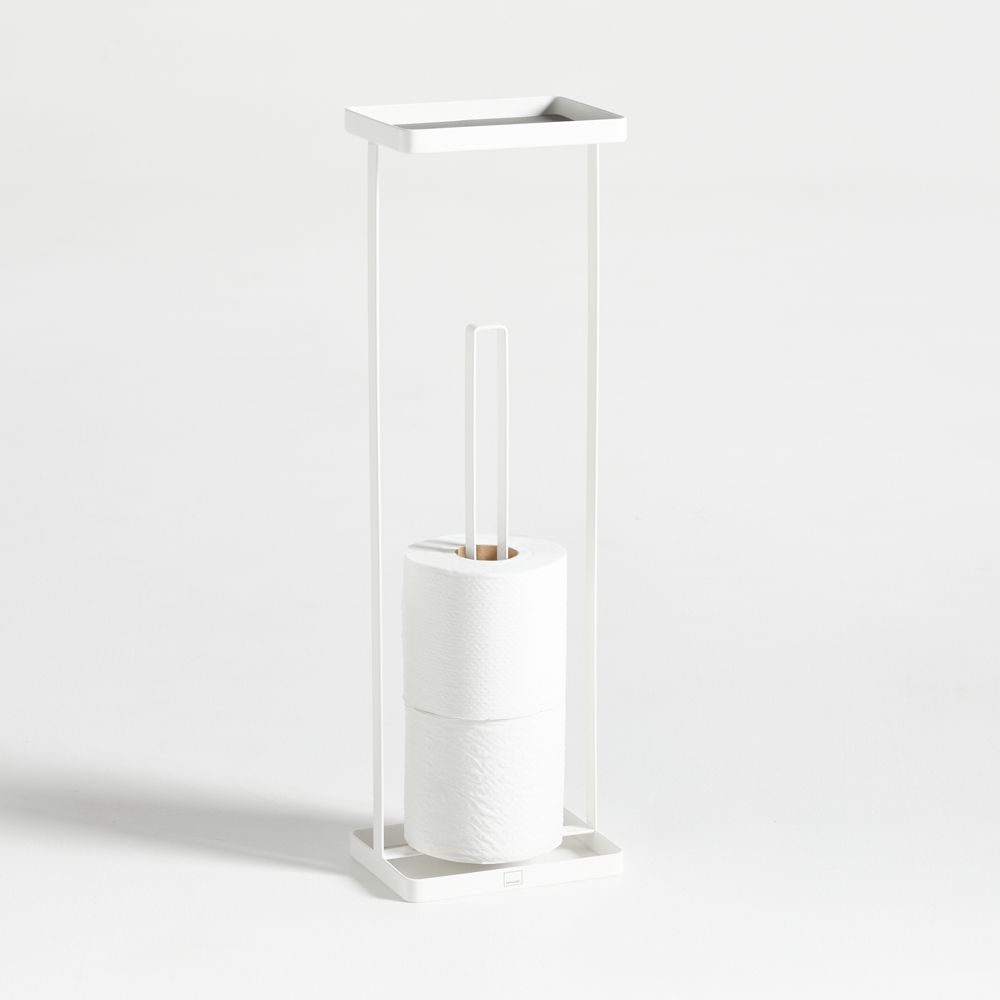 Yamazaki White Toilet Paper Stand with Tray