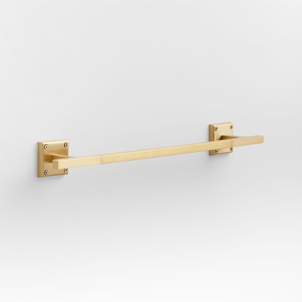 Square Edge Brushed Brass Bath Towel Bars