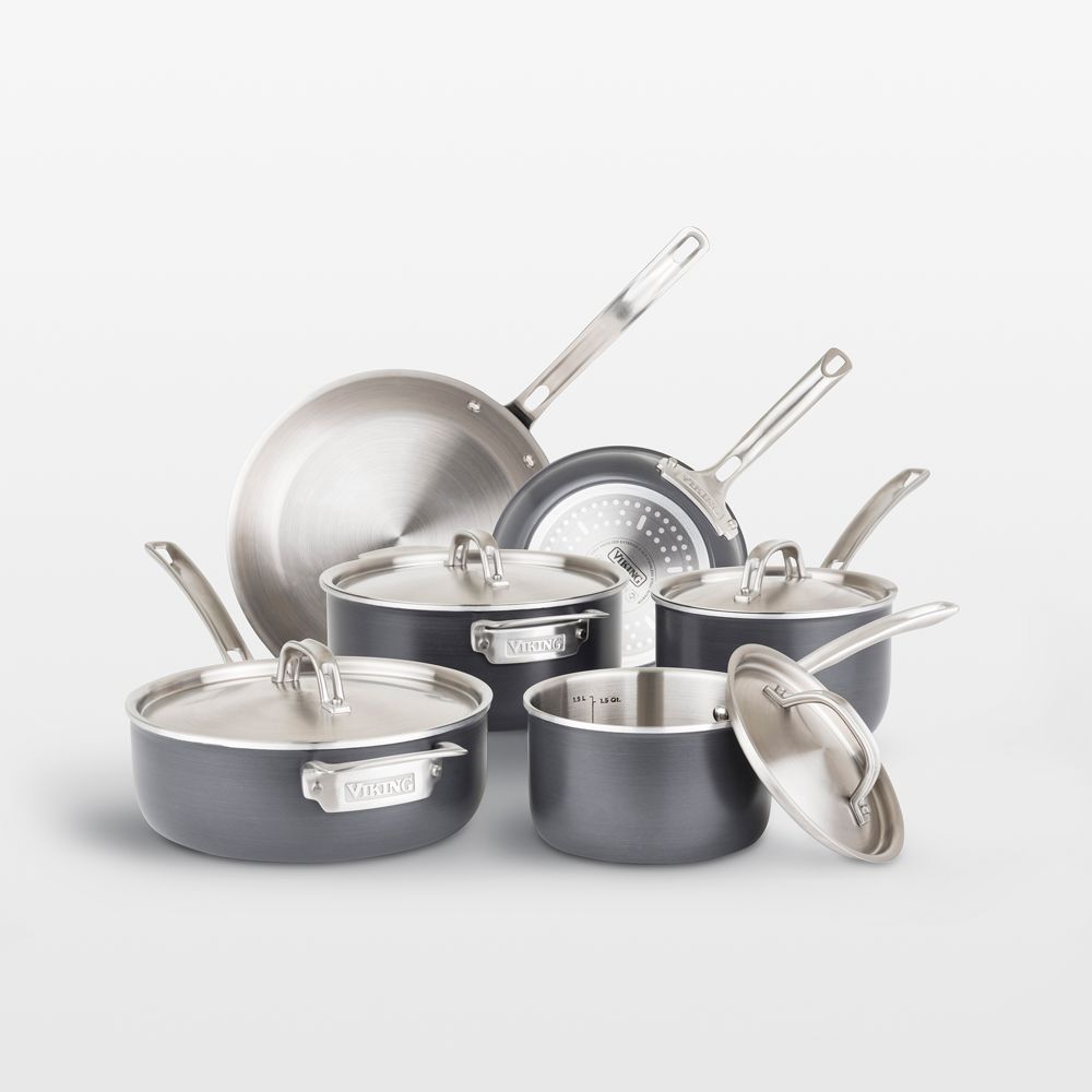 Viking 5-Ply Hard-Anodized 10-Piece Cookware Set with Stainless Steel Interiors
