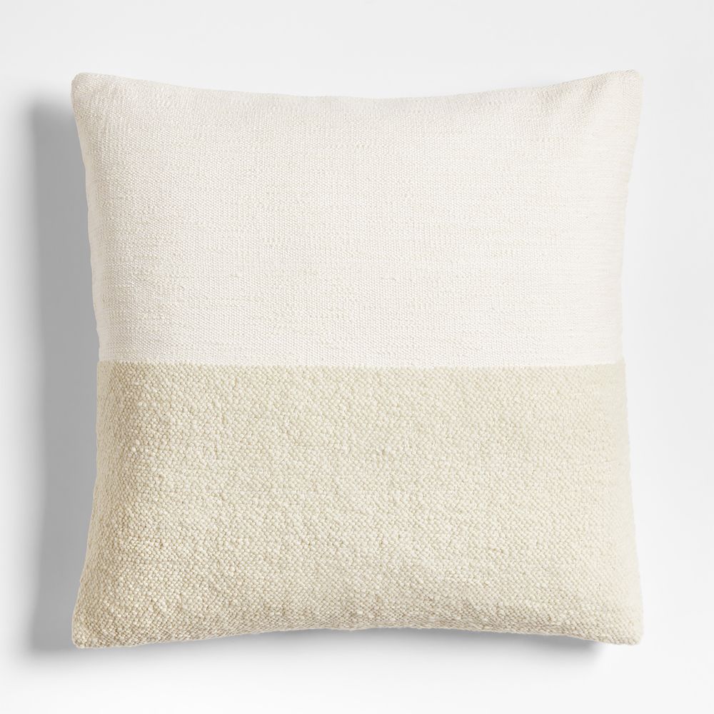 Biella Wool-Cotton Blend Textured 23"x23" Arctic Ivory Throw Pillow