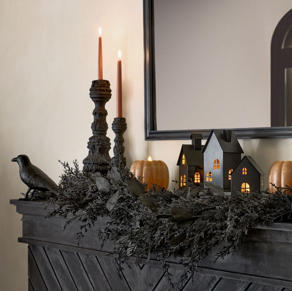 Faux Spooky Black Botanical Garland 6'- Image 2