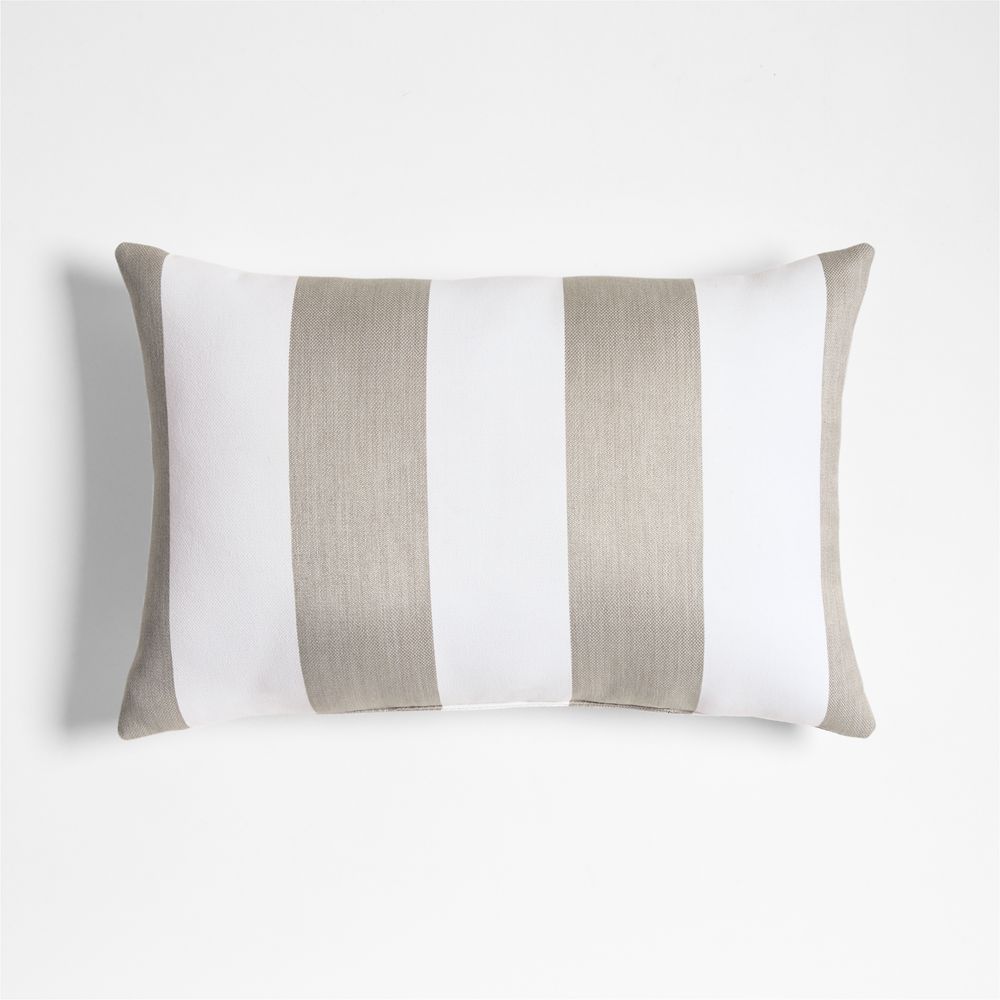 Sunbrella 20"x13" Cabana Flax Taupe Stripe Outdoor Throw Pillow