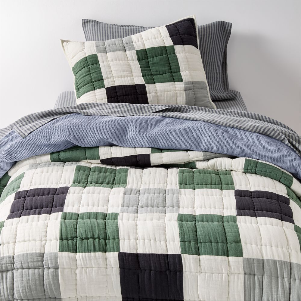 Supersoft Cool Toned Upcycled Organic Cotton Gauze Kids Quilt