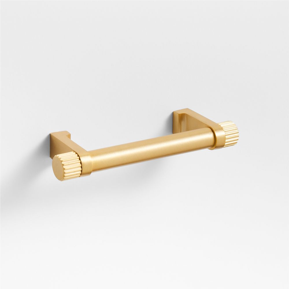 Modern Fluted Brushed Brass Cabinet Drawer Bar Pulls