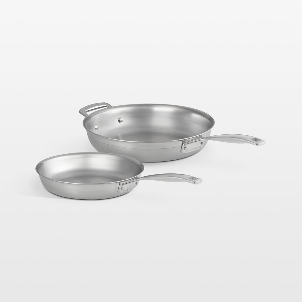 Le Creuset Classic Stainless Steel 9.5" and 11" Fry Pan Set