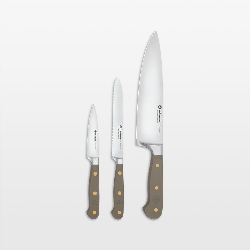 Wusthof Classic Velvet Oyster 3-Piece Chef's, Utility, Paring Knife Set