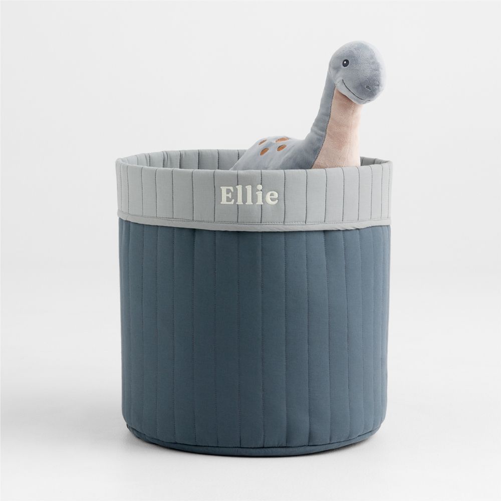 Quilted Quarry Blue Reversible Floor Storage Bin