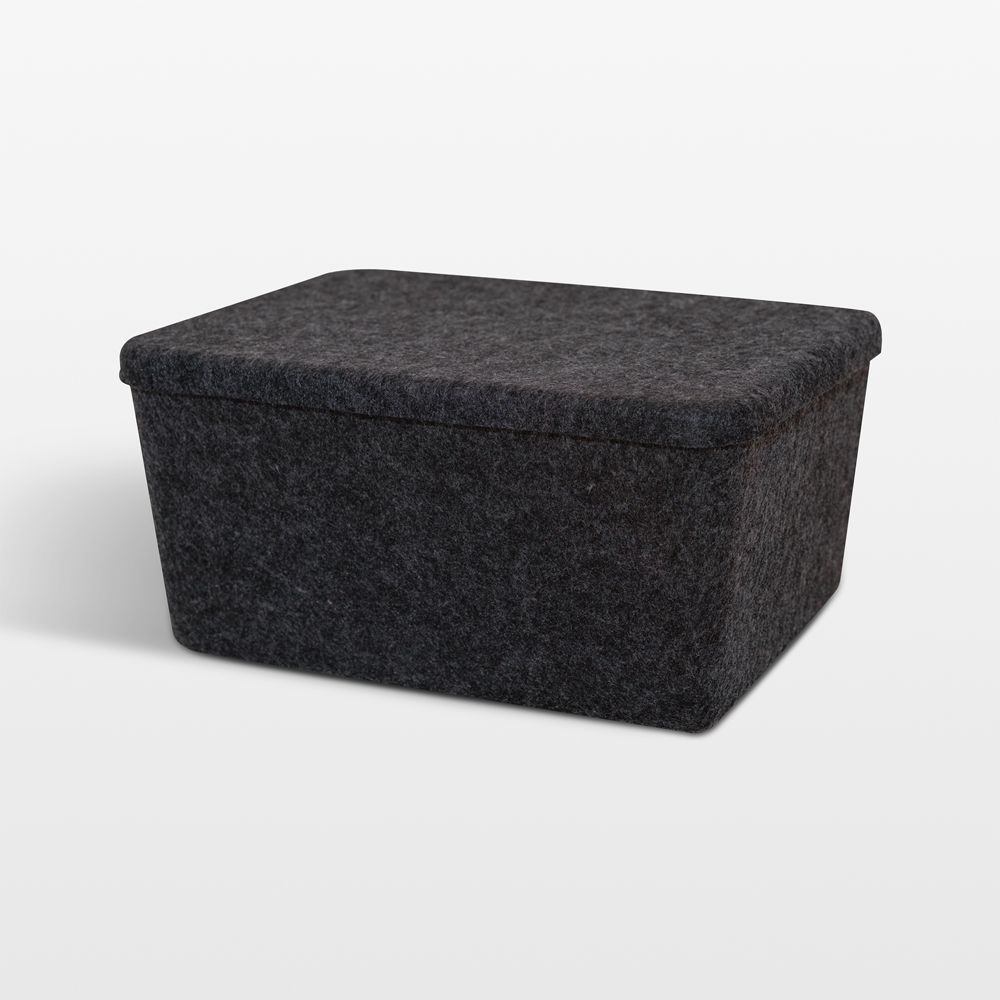 SortJoy Wide Carbon Sculpted Storage Bin with Lid