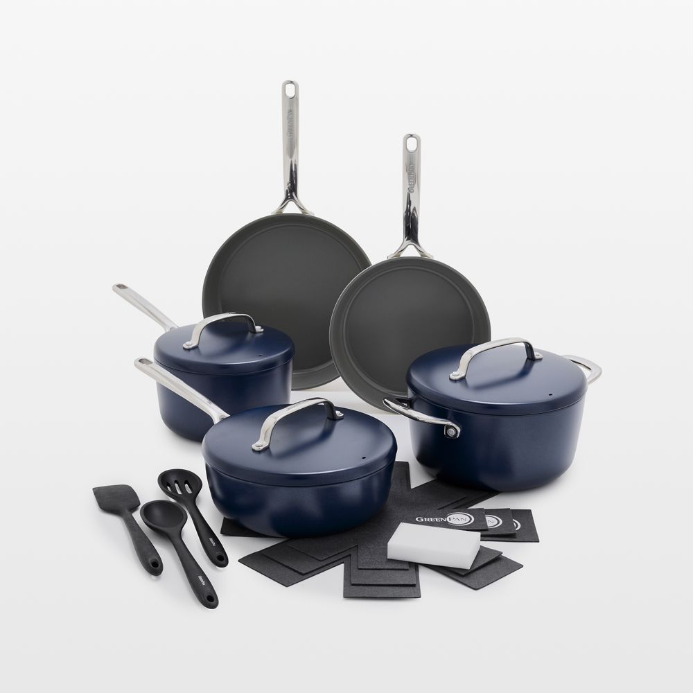 Greenpan GP5 Oxford Blue Hard-Anodized Ceramic Nonstick 14-Piece Cookware Set
