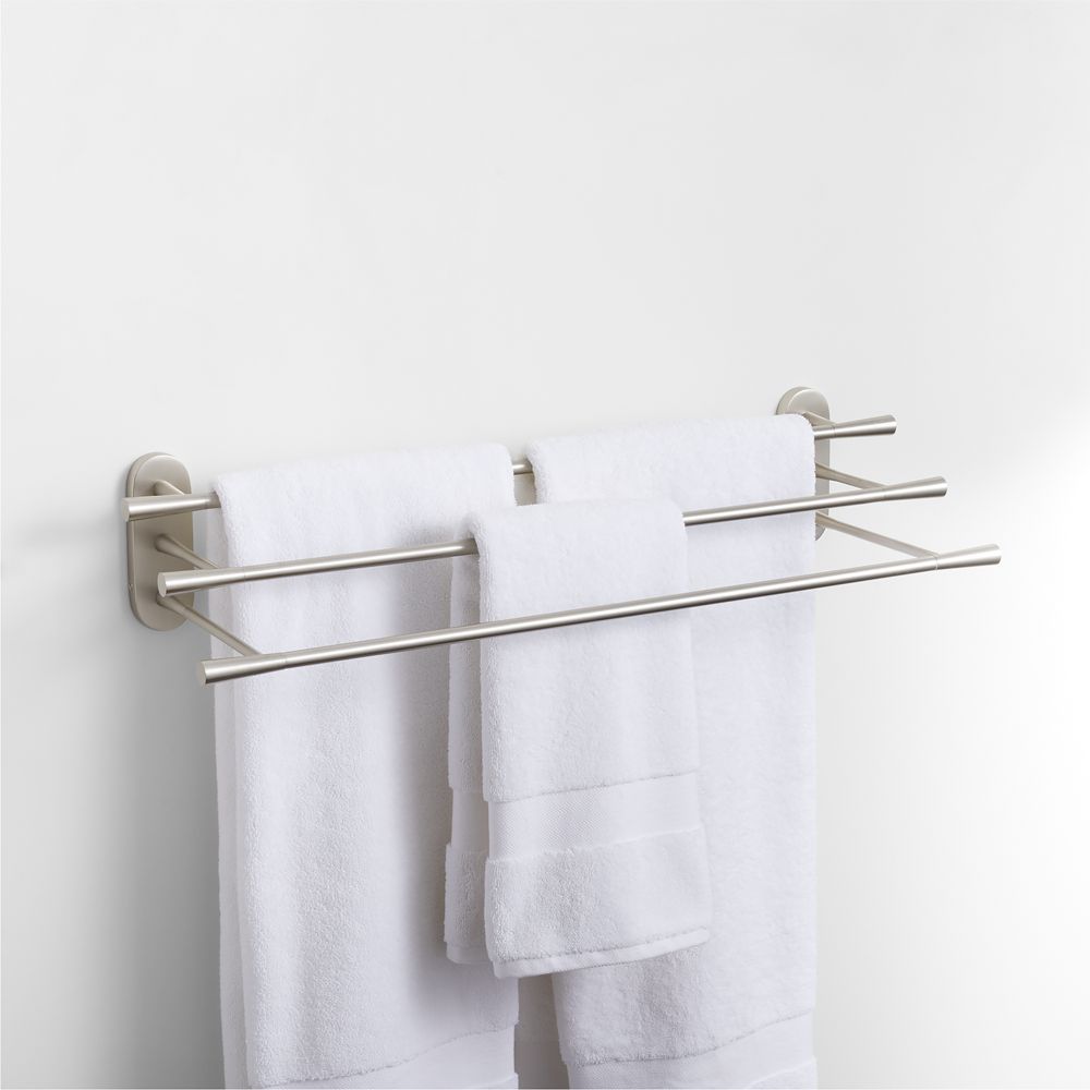 Tapered Nickel Wall-Mounted Bathroom Towel Rack