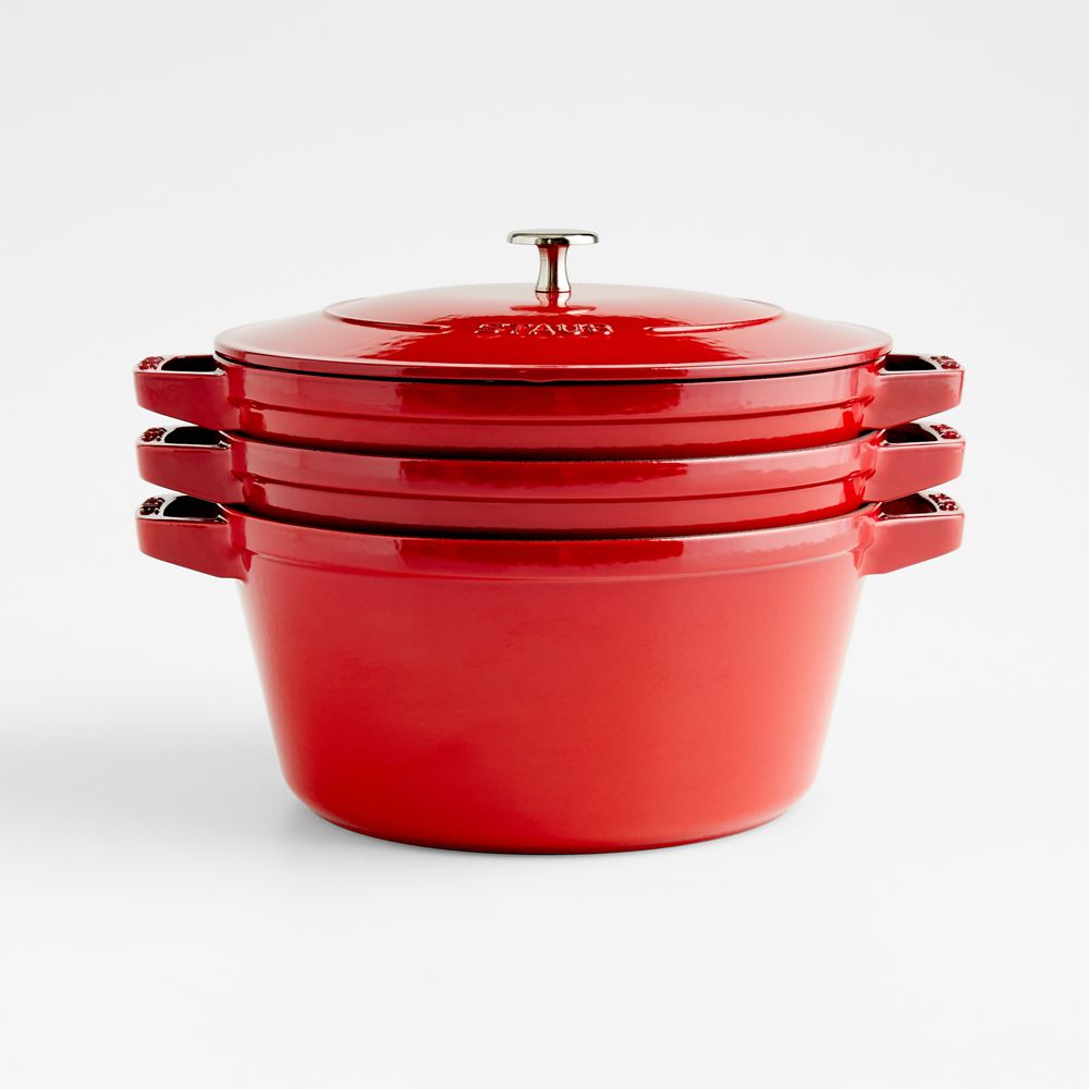 Staub Cherry Red 4-Piece Stackable Cookware Set