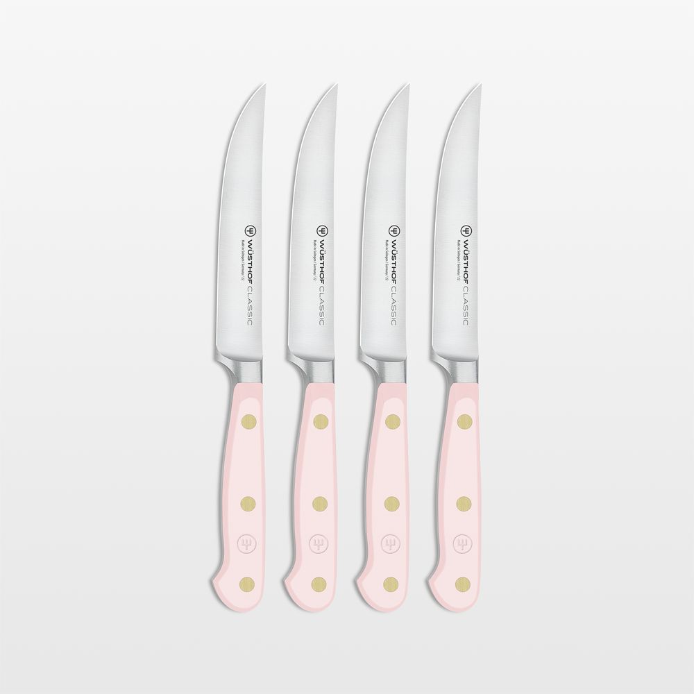 Wusthof Classic Color Pink Himalayan Salt 4.5" Steak Knives, Set of 4