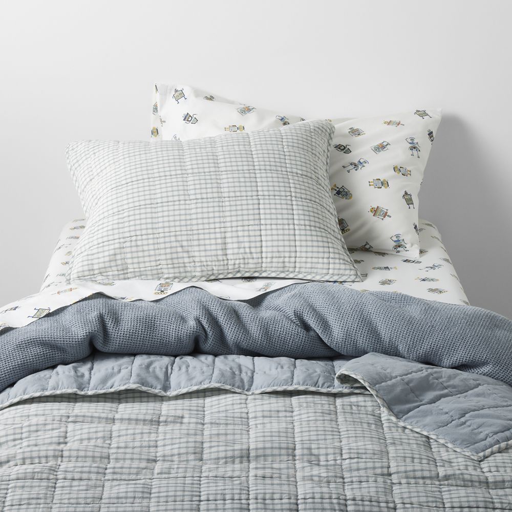 Blue Windowpane Plaid Kids Quilt