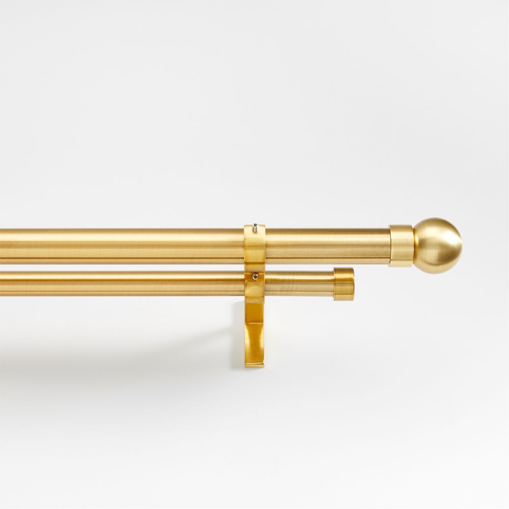 1" Double Curtain Rod and Small Round End Cap Finials Set