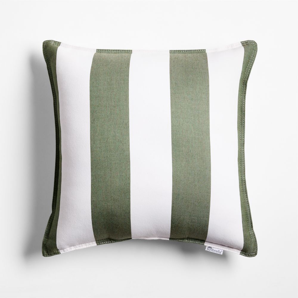 Sunbrella 20"x20" Cabana Fern Green Stripe Outdoor Throw Pillow