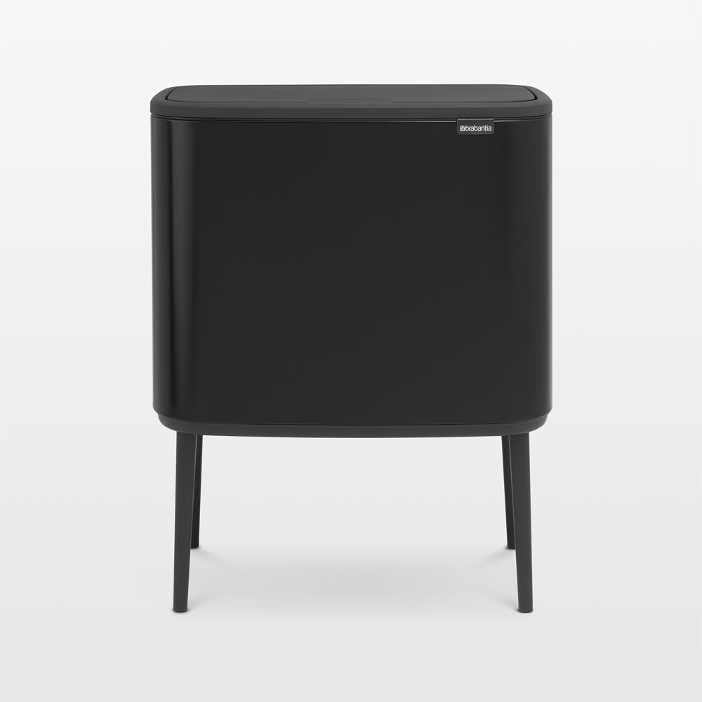 Brabantia Bo Touch Top Trash Can, Dual Compartment, Matte Black, 3 + 6 Gallon