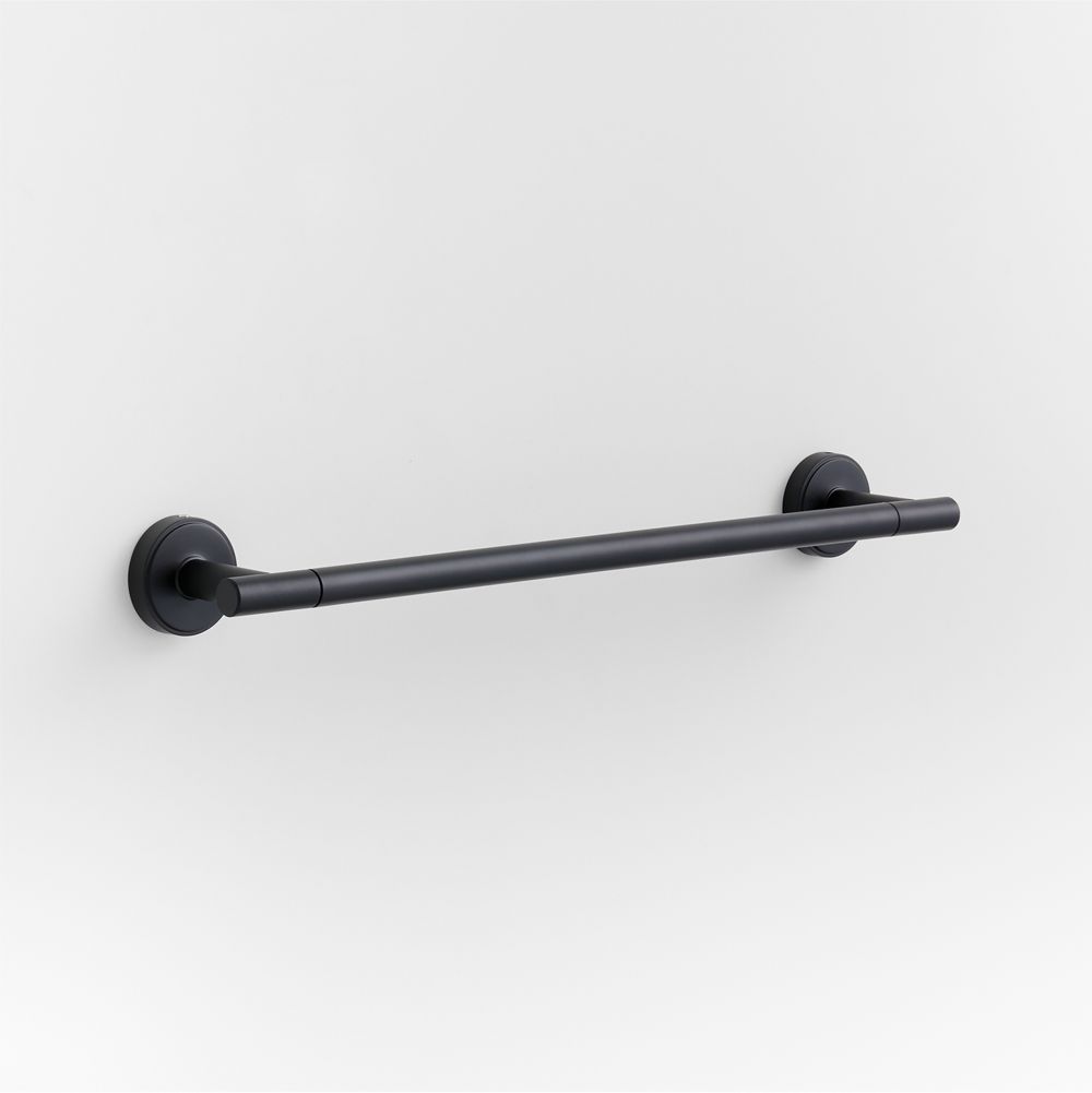 Modern Flat-End Matte Black Bath Towel Bars