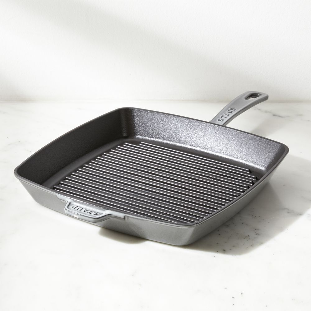 Staub 12" Graphite Grey Enameled Cast Iron Square Grill Pan