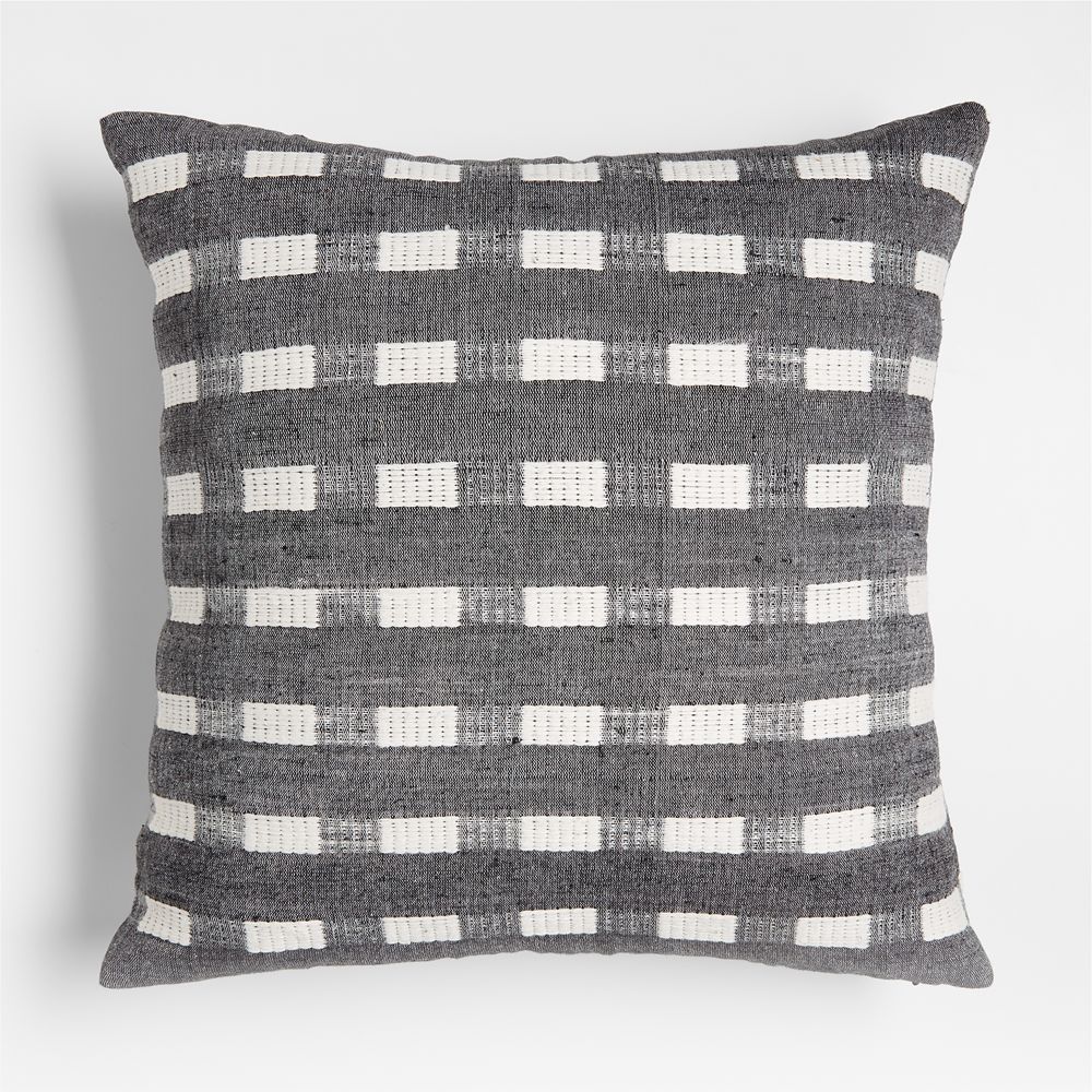 Bolé Road Berchi Ehtiopian Cotton 20"x20" Onyx Black Throw Pillow with Microfiber Insert