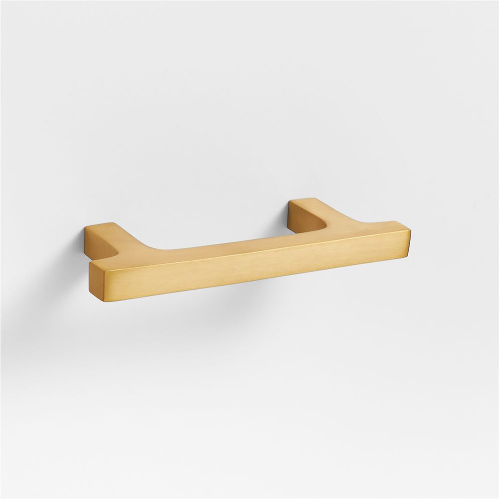 Square Edge Brushed Brass Cabinet Drawer Bar Pulls