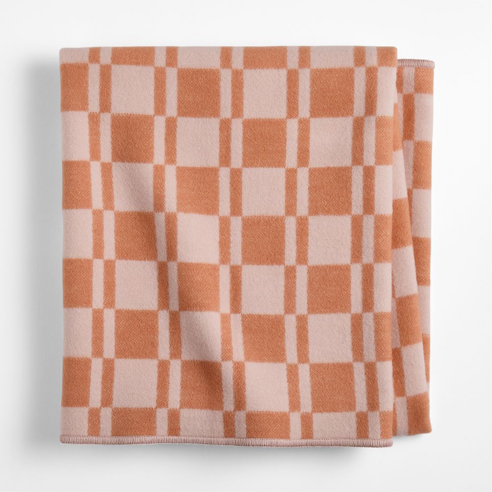 Modern Checkerboard Pink Organic Cotton Baby Stroller Blanket