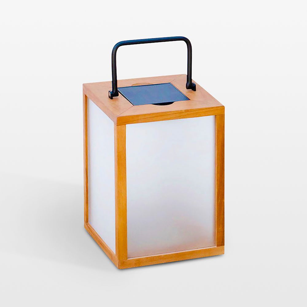 Les Jardins Tradition Teak LED Outdoor Solar-Powered Lanterns
