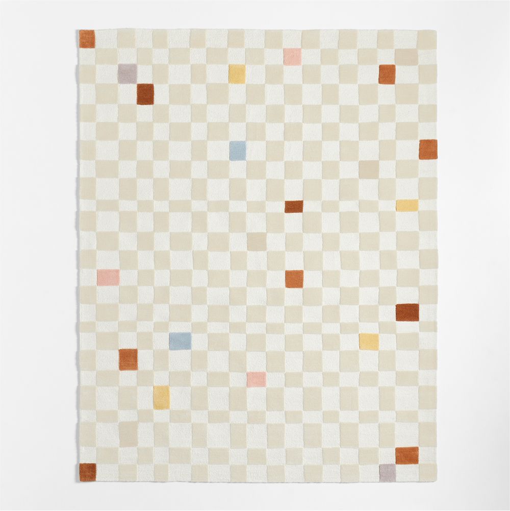 Imperfect Checkerboard Multicolor Wool Kids Area Rug