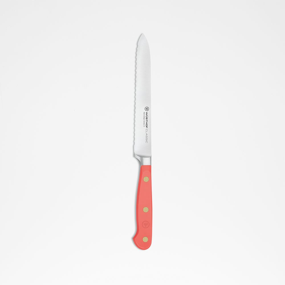 Wusthof Classic Color Coral Peach 5" Serrated Utility Knife