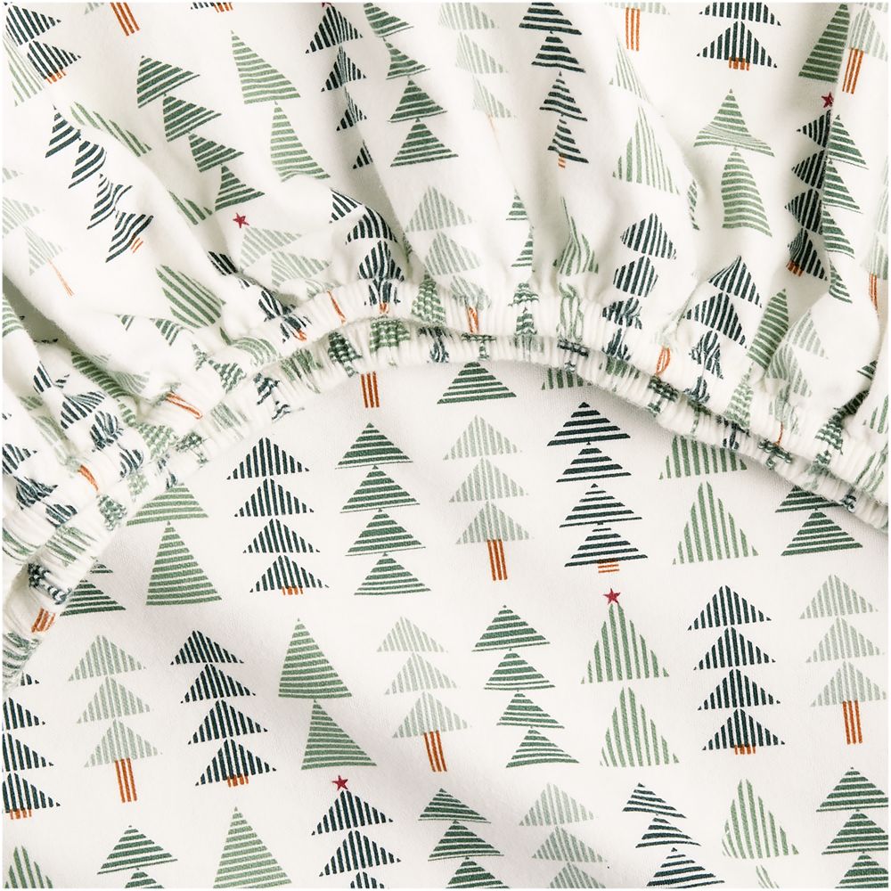 Supercozy Oh Christmas Tree Stripe 100% Organic Cotton Flannel Baby Crib Fitted Sheet