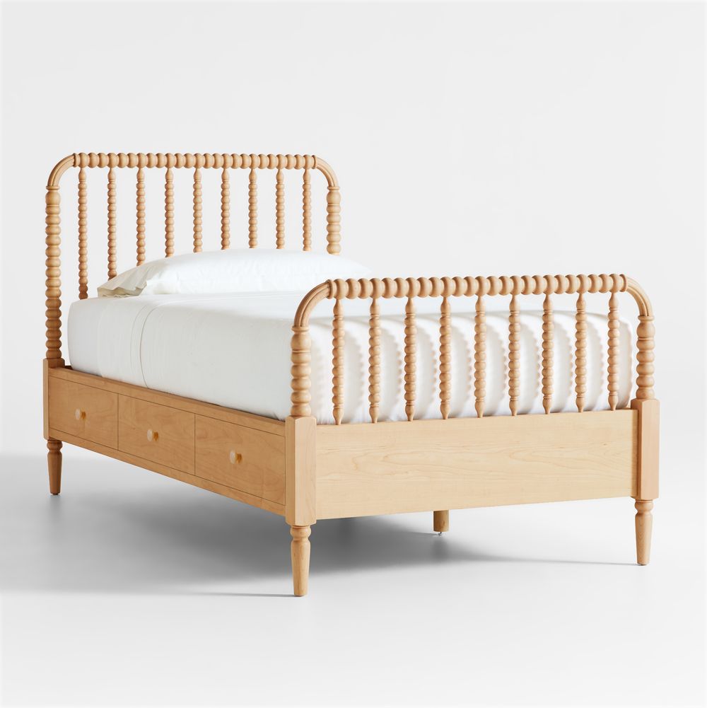 Jenny Lind Maple Wood Spindle Kids Storage Bed
