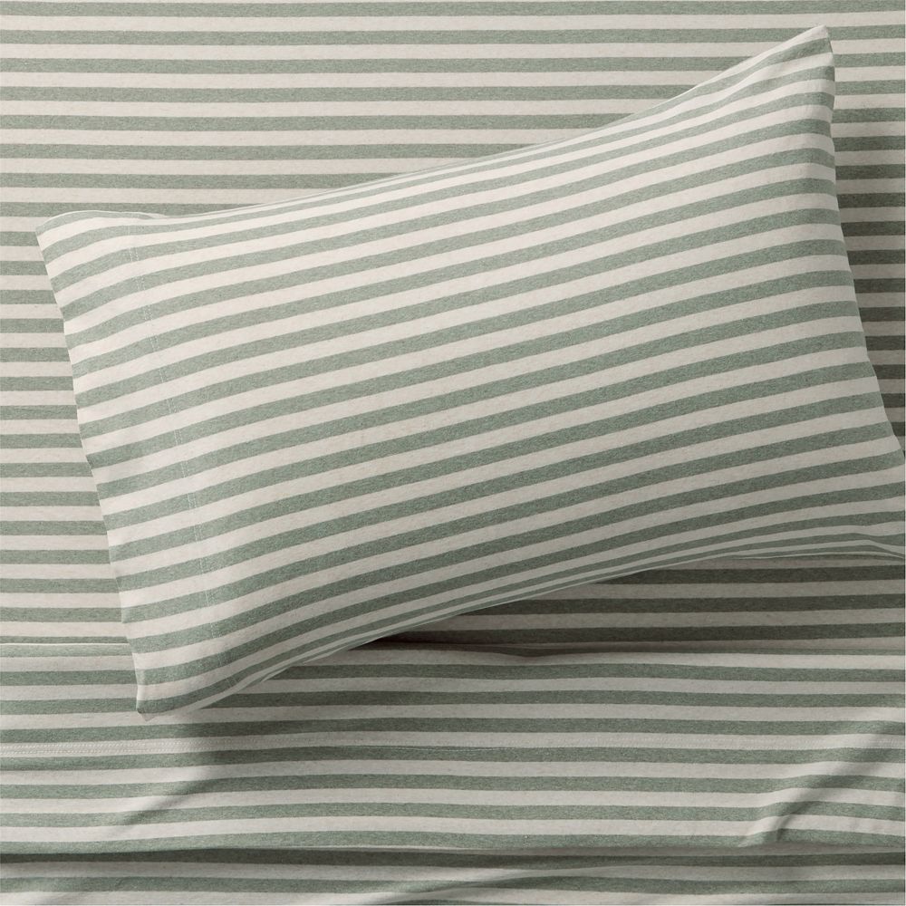 Comfy Tee Verte Green Stripe Organic Cotton Jersey Kids Sheet Set