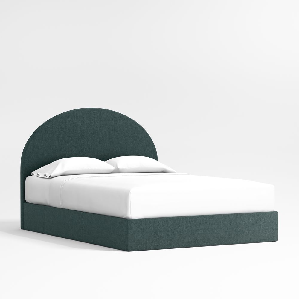 Emma Jungle Green Upholstered Arched Kids Storage Bed