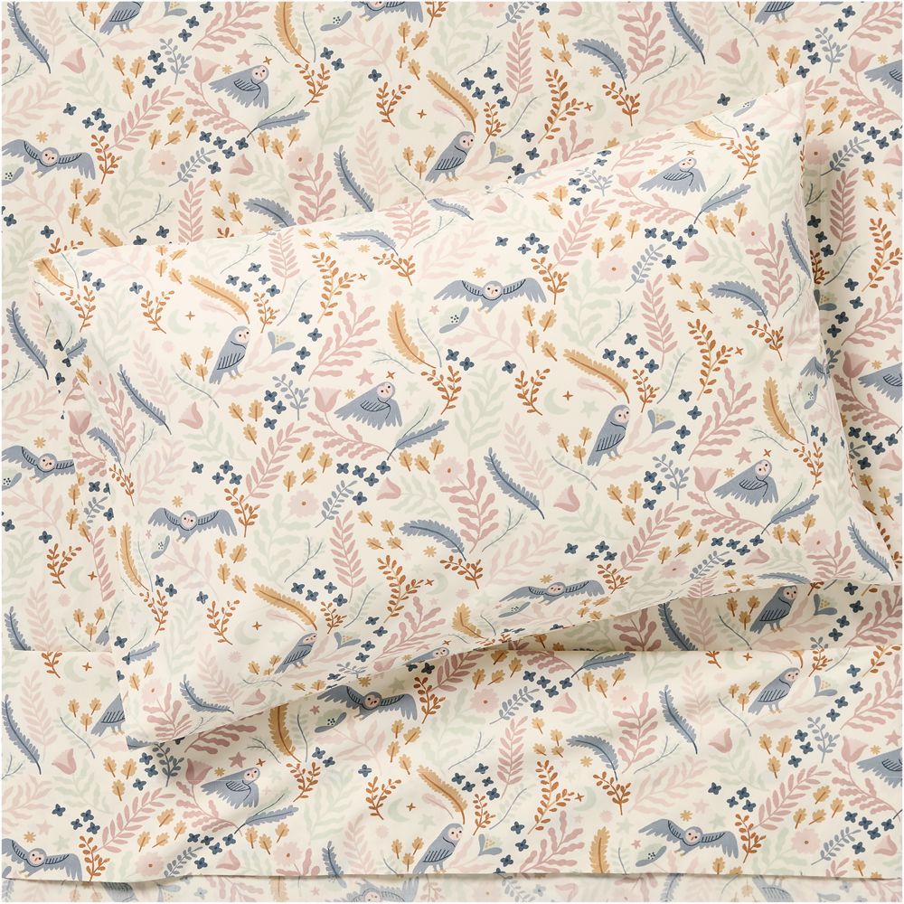 Owl Organic Cotton Percale Kids Sheet Set