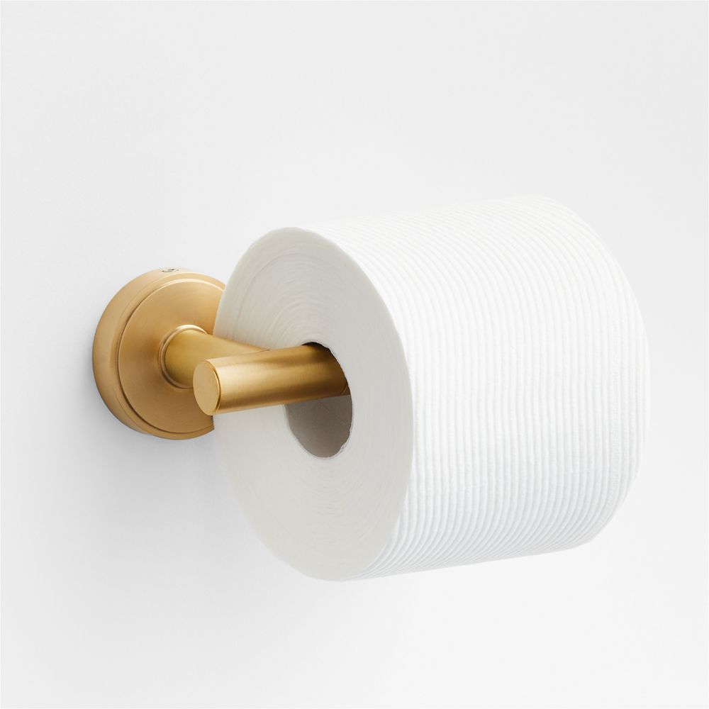 Modern Flat-End Brushed Brass Wall-Mounted Toilet Paper Holder