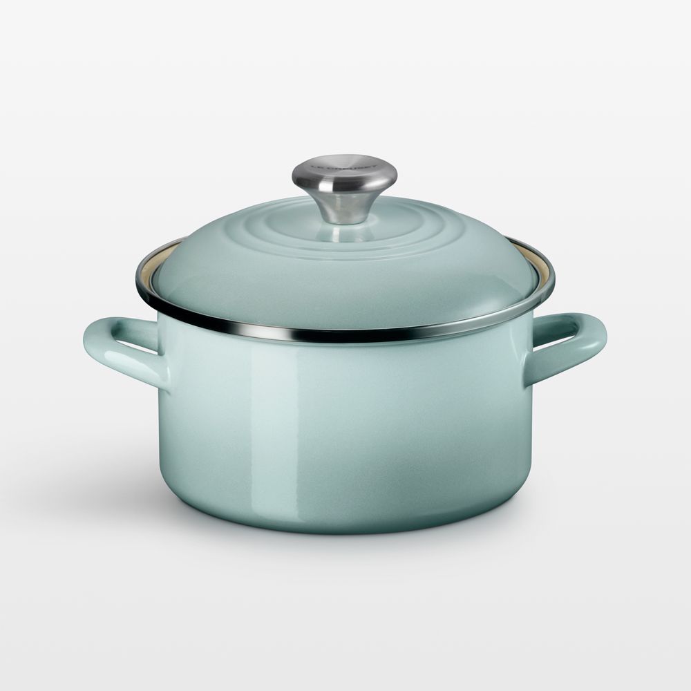 Le Creuset 3.8-Qt. Sea Salt Enameled Steel Petite Stockpot with Stainless Steel Knob