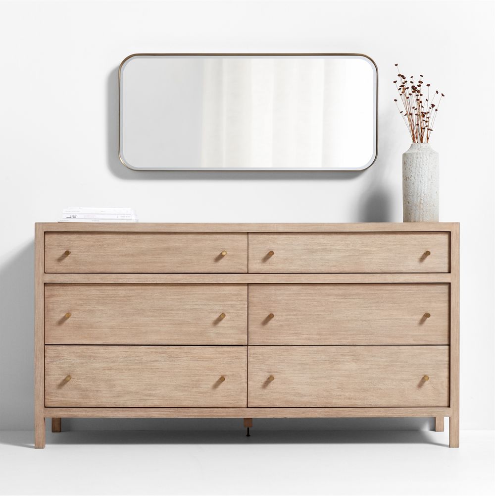 Edge Brass Metal Wide Depth Wall Mirror 19"x42"
